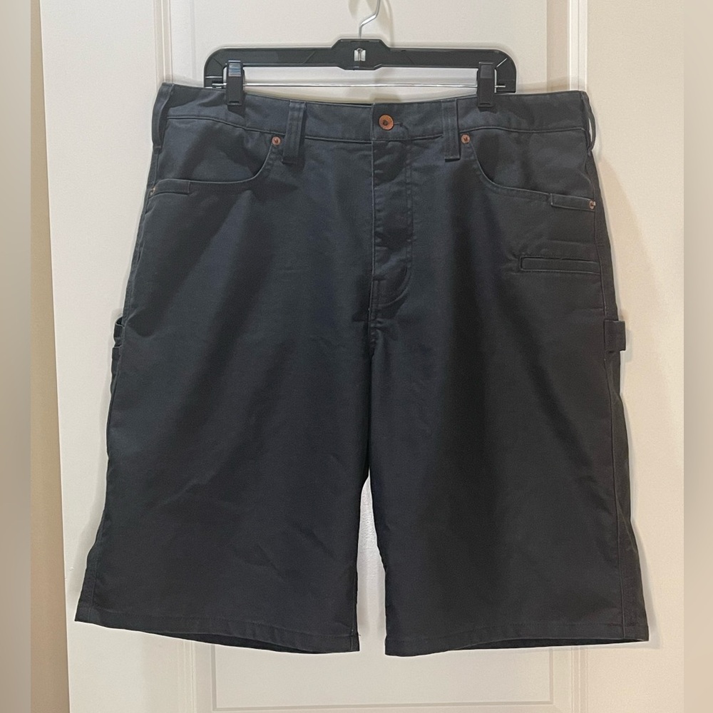 Brixton Men’s Shorts Washed Black Canvas Cargo Builder Baggy Fit EUC Size 36